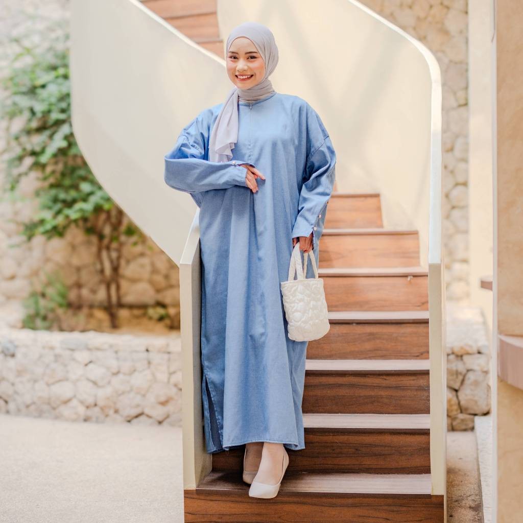 Dress – Dress Jeans Wanita – Dress Wanita Lengan Panjang – Gamis Busui – Gamis Oversize