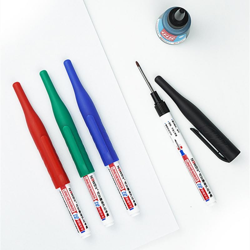 

1/5Pcs 32mm Deep Hole Marker Pens Bathroom Waterproof Bathroom Woodworking Decoration Multi-purpose Long Head Oil Markers Pen