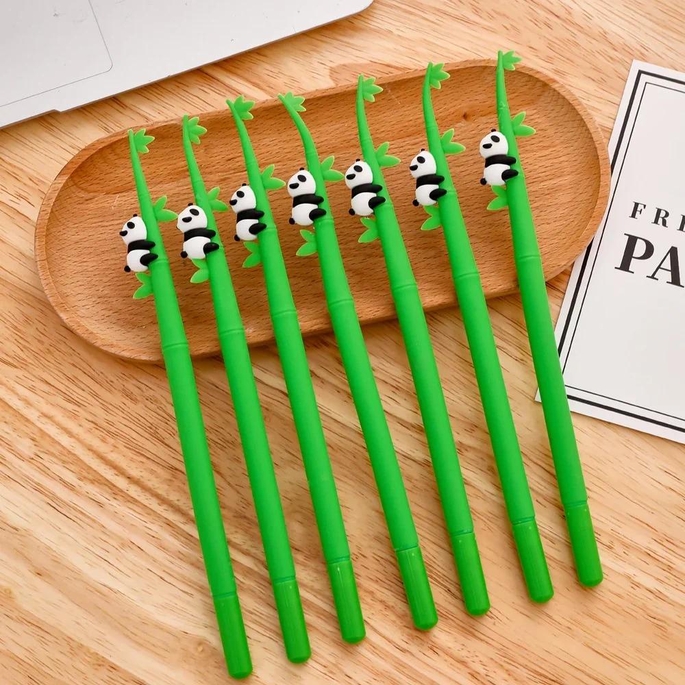 

24 Pcs Cute Soft Glue Shake Signature Pen Set, Cartoon Bamboo Panda Neutral Pens for Creative Learning Stationery