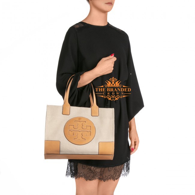 VS Tas Tory Burch 45208 Ella Canvas Mini Tote Natural/Ivory Vvs