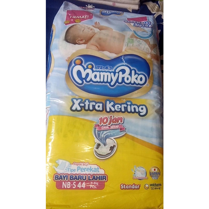 Pempers Mamypoko Tipe Xtra kering NB-S44 (perekat)