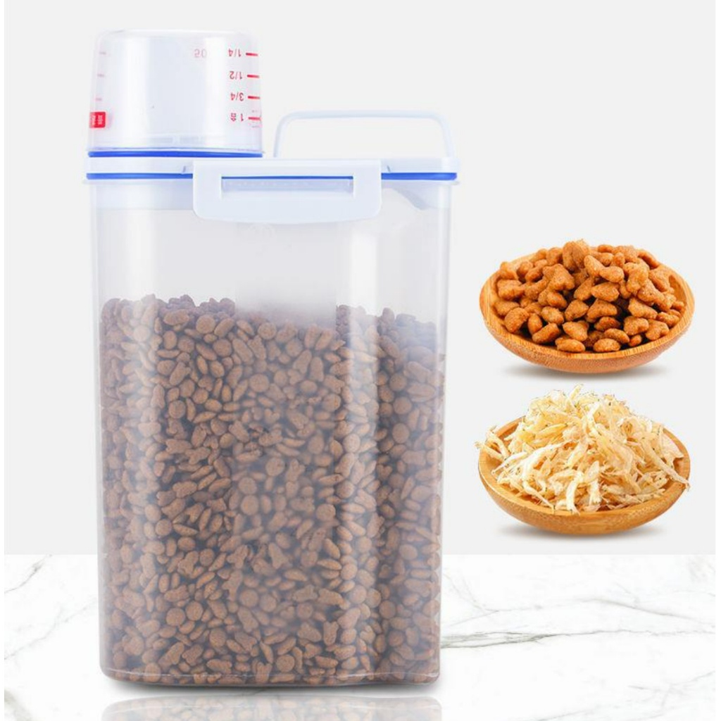 FAUSTA PETSHOP Tempat Makan Anjing & Kucing 28 x 17 2,5 Liter HOME Rice Storage Jar 2kg Transparent 