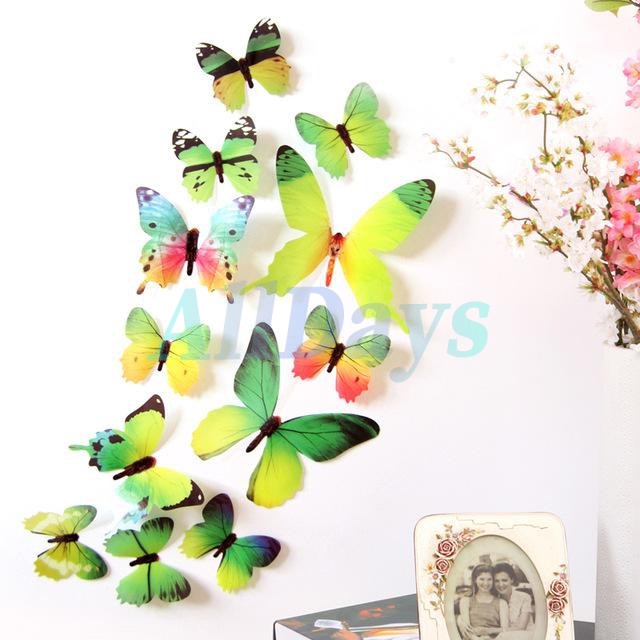 Stiker Dinding Kupu-kupu Isi 12pcs Butterfly Sticker  Wall Stiker Butterfly  Wall Sticker Hias Butterfly 1 set 12