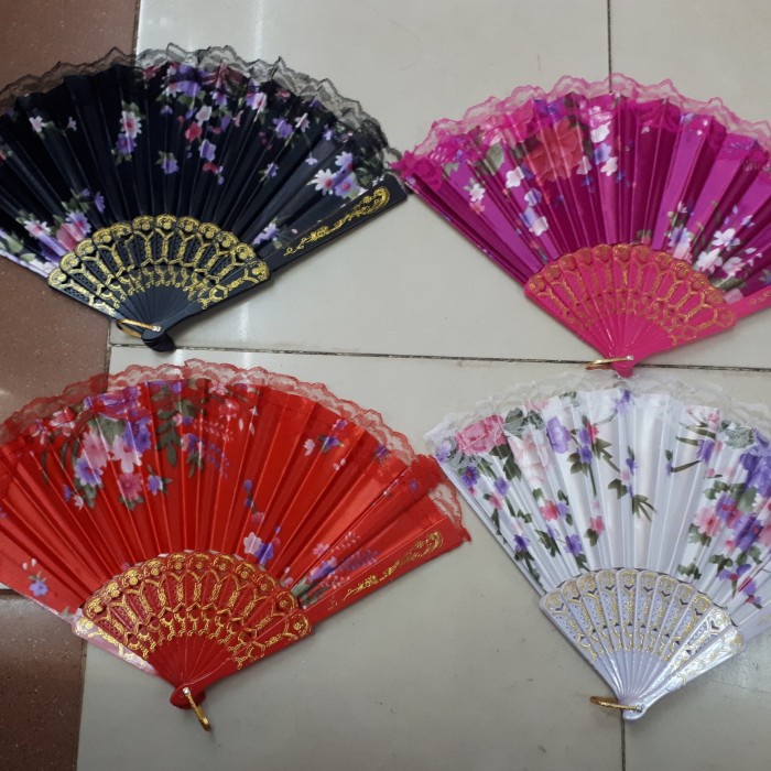 KIPAS KAIN RENDA BUNGA-KIPAS PESTA