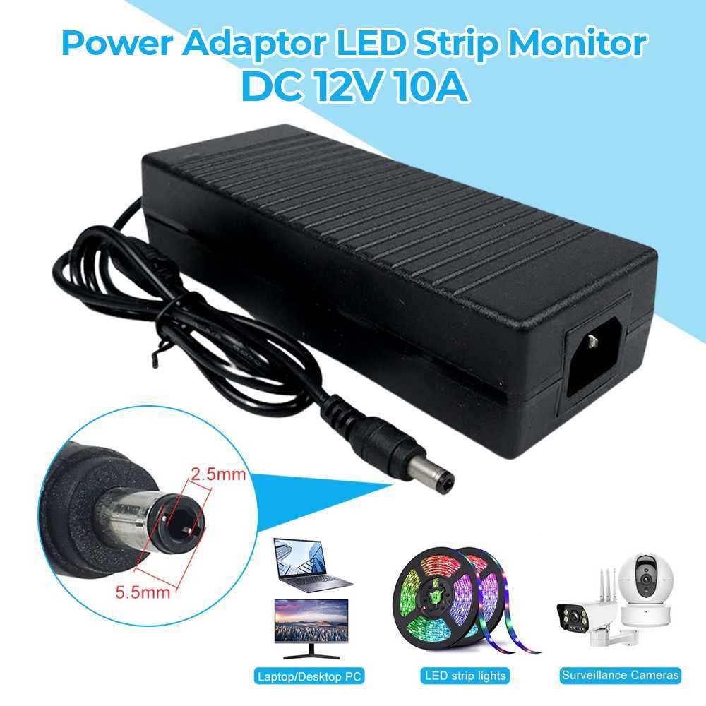 VBS Adaptor Power Supply Converter AC to DC 12V 10A LED Strip Monitor - Adaptor Lampu LED Strip