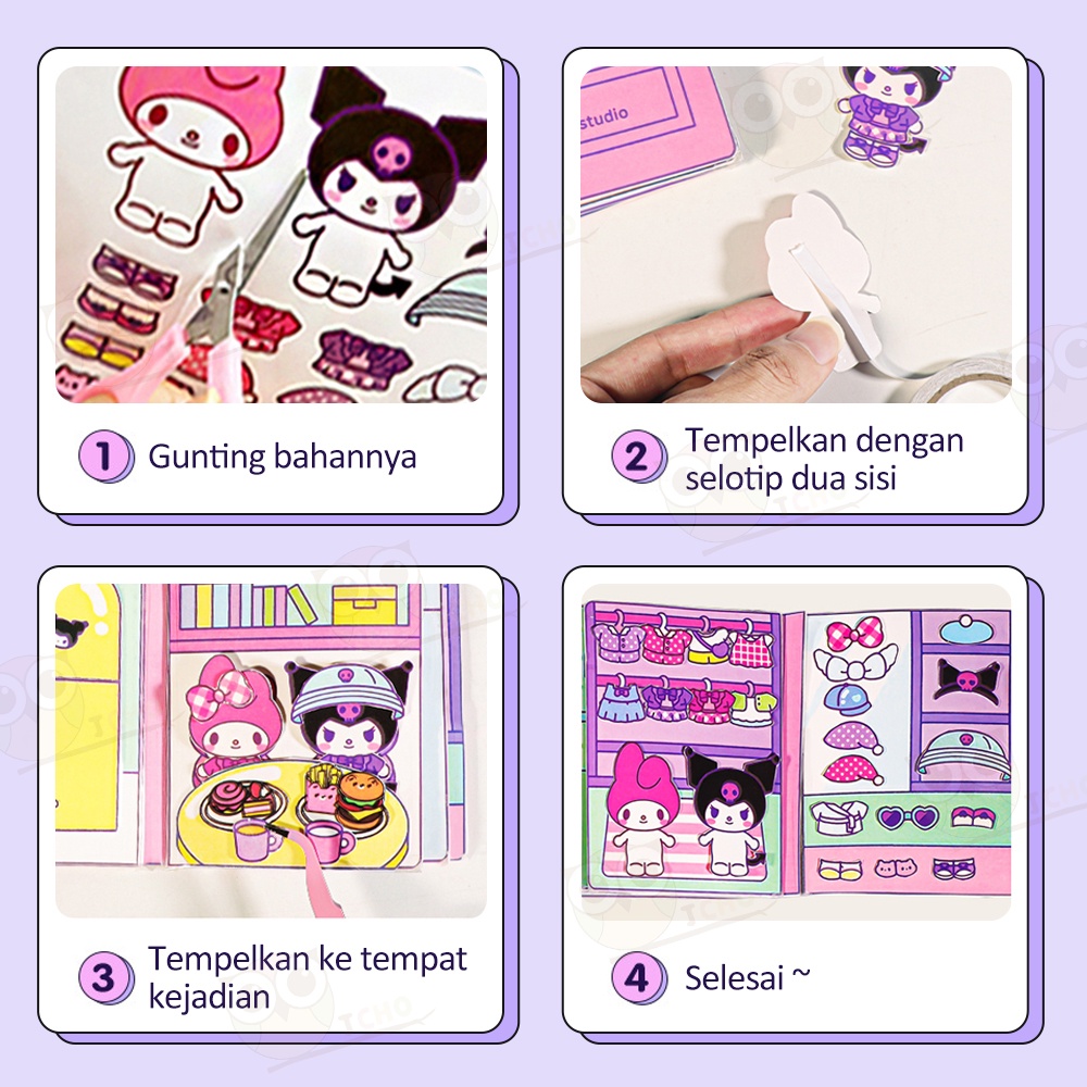 JCHO Buku Quite Book DIY Mainan Edukasi Anak Busy Book Melody Kuromi Sanrio Buku Mainan Sanrio