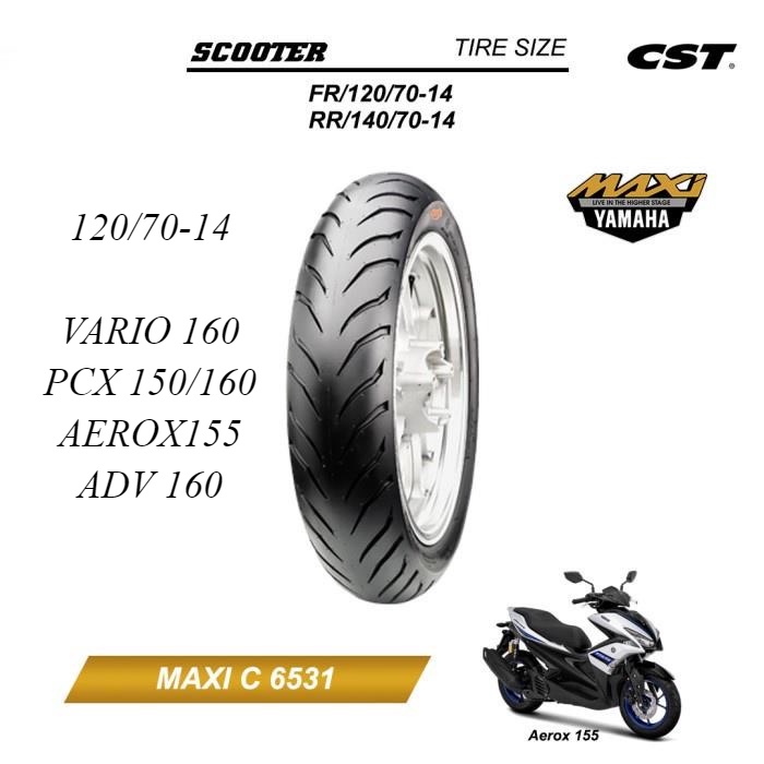 BAN CST AEROX 155 PCX VARIO 160 MAXI C 6531 - 120/70-14 RING 14 BAN TUBELESS YAMAHA TUBELES TUBLES 1