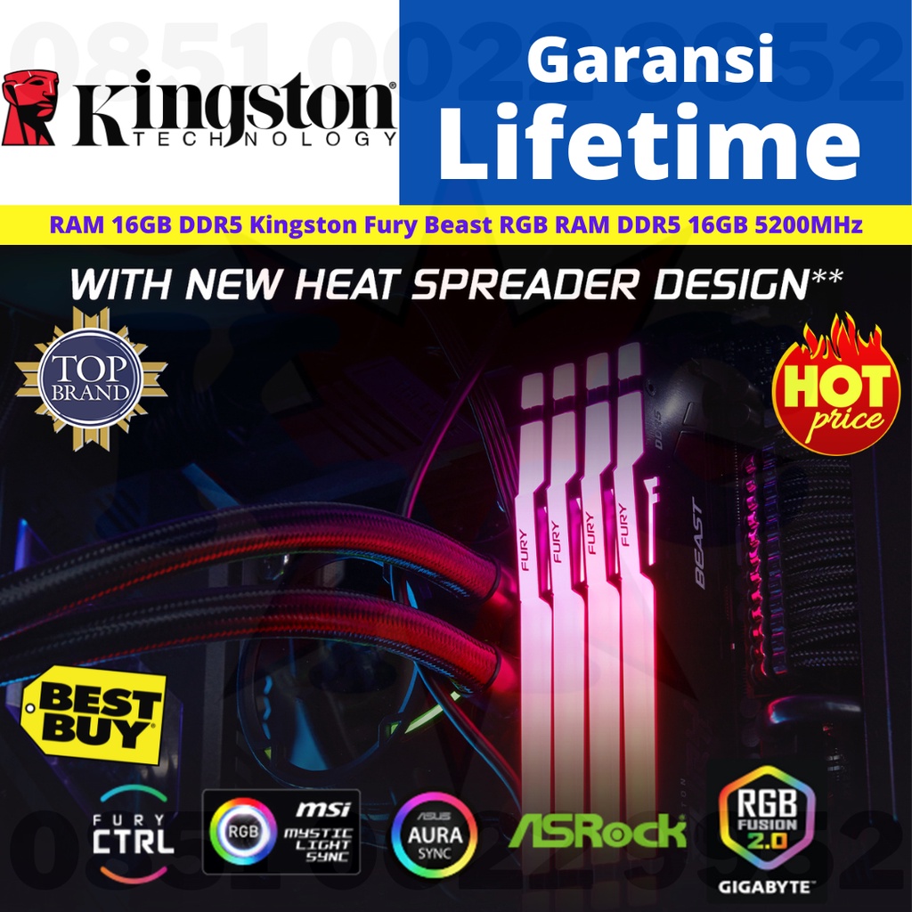RAM 16GB DDR5 Kingston Fury Beast RGB RAM DDR5 16GB 5200MHz