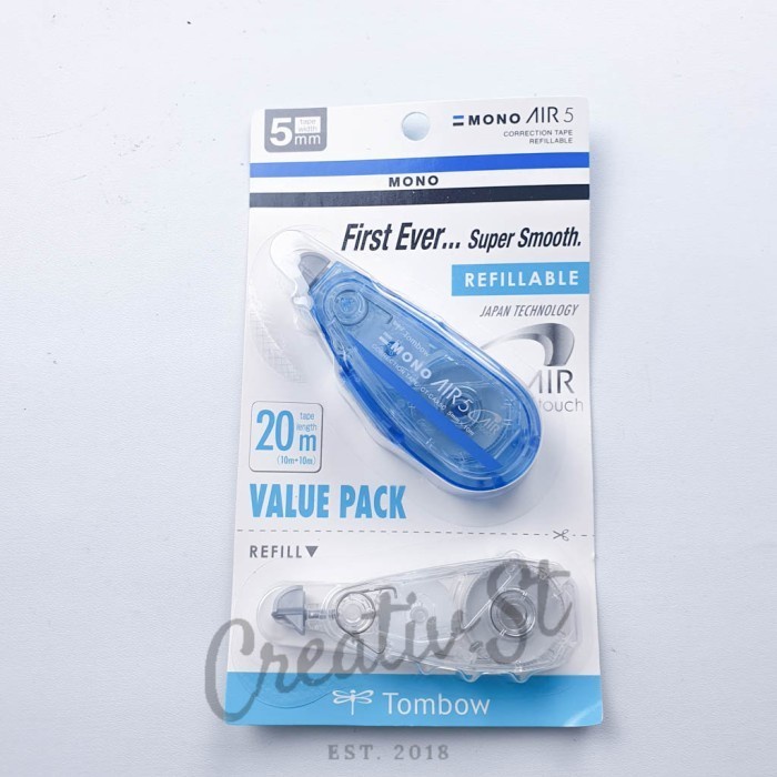 

Tombow Mono Air 5 Correction Tape + Refillable CT-CAX5C41CAR 20M - Biru