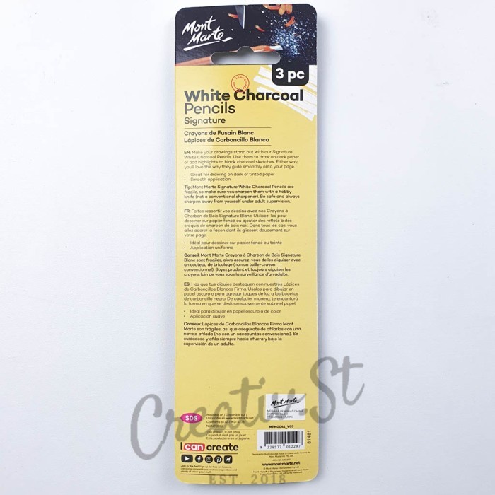 

Mont Marte White Charcoal Pencil 3 PCS MPN0041 - MPN0041Set 3PCS
