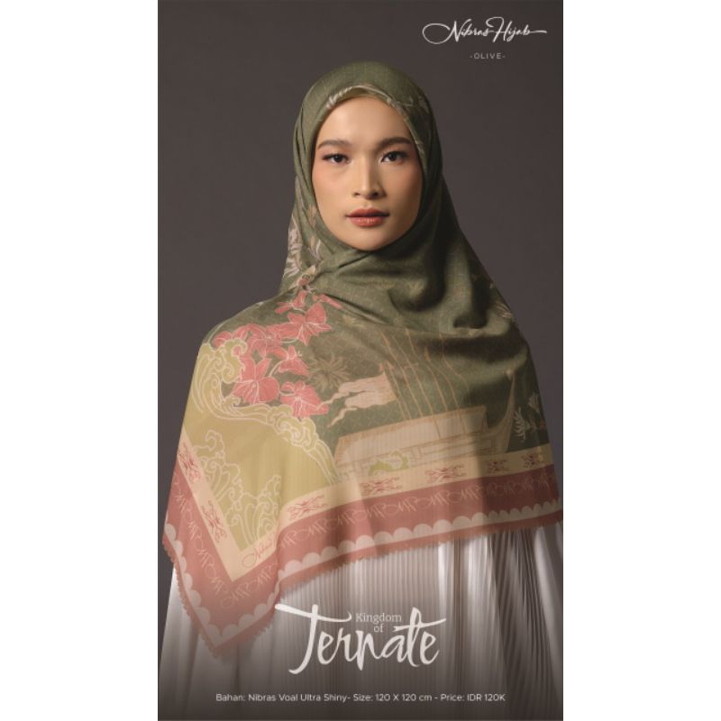 Hijab Segiempat Motif Ternate Scarves Bahan Voal Ultra Nibras 120 x 120 cm