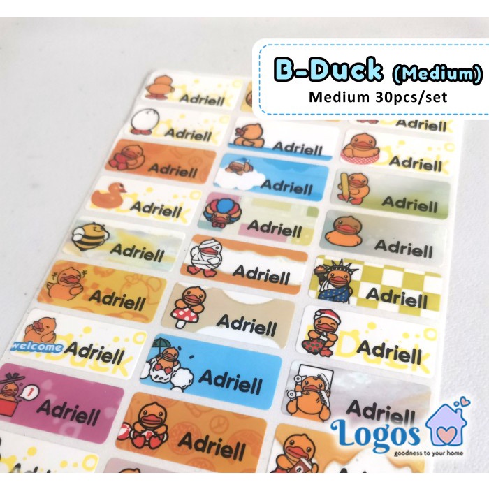 

B-Duck MEDIUM Label nama waterproof Name Sticker Stiker cetak nama