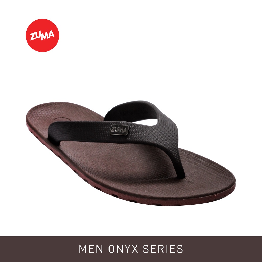 Zuma Men Onyx 6 Coffee, Sandal Jepit Pria Karet Polos, Hitam Coklat