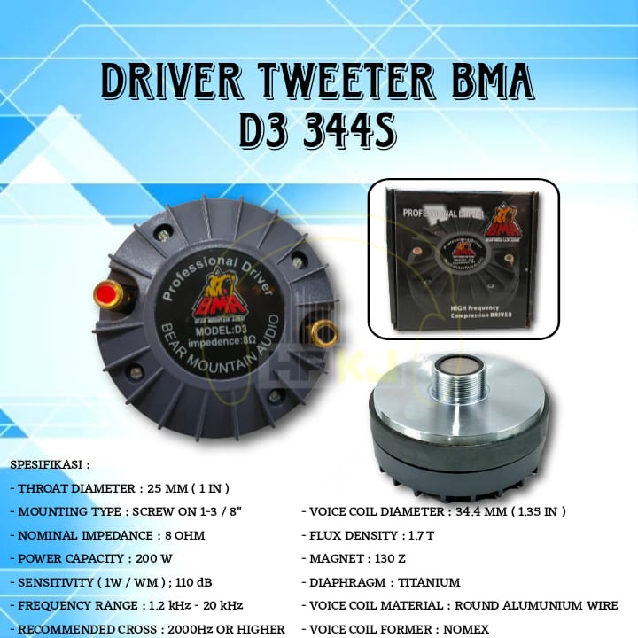 DRIVER TWEETER BMA D3 334S driver twiter bma D3-334S