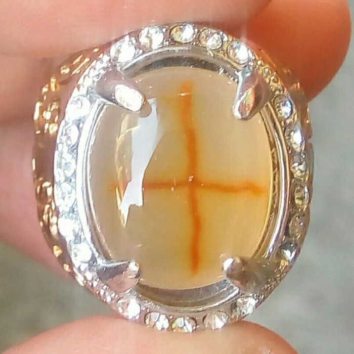 Cincin Batu Akik Gambar Motif Salib Tapak Jalak 10