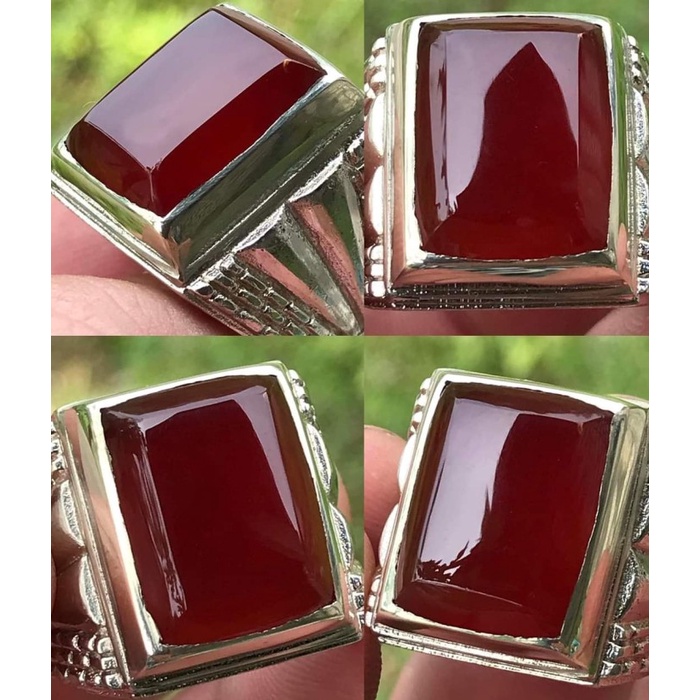 Cincin Batu Akik Kristal Merah Red Baron Yaman Ahmar Motif GambarAntik