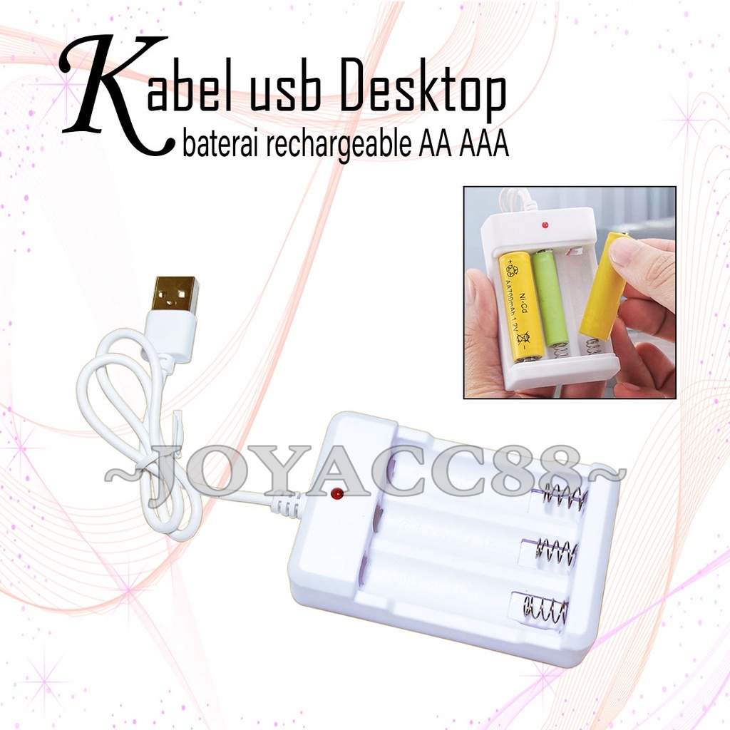 KABEL USB CHARGER DESKTOP RECHARGABLE AA AAA 3 SLOT