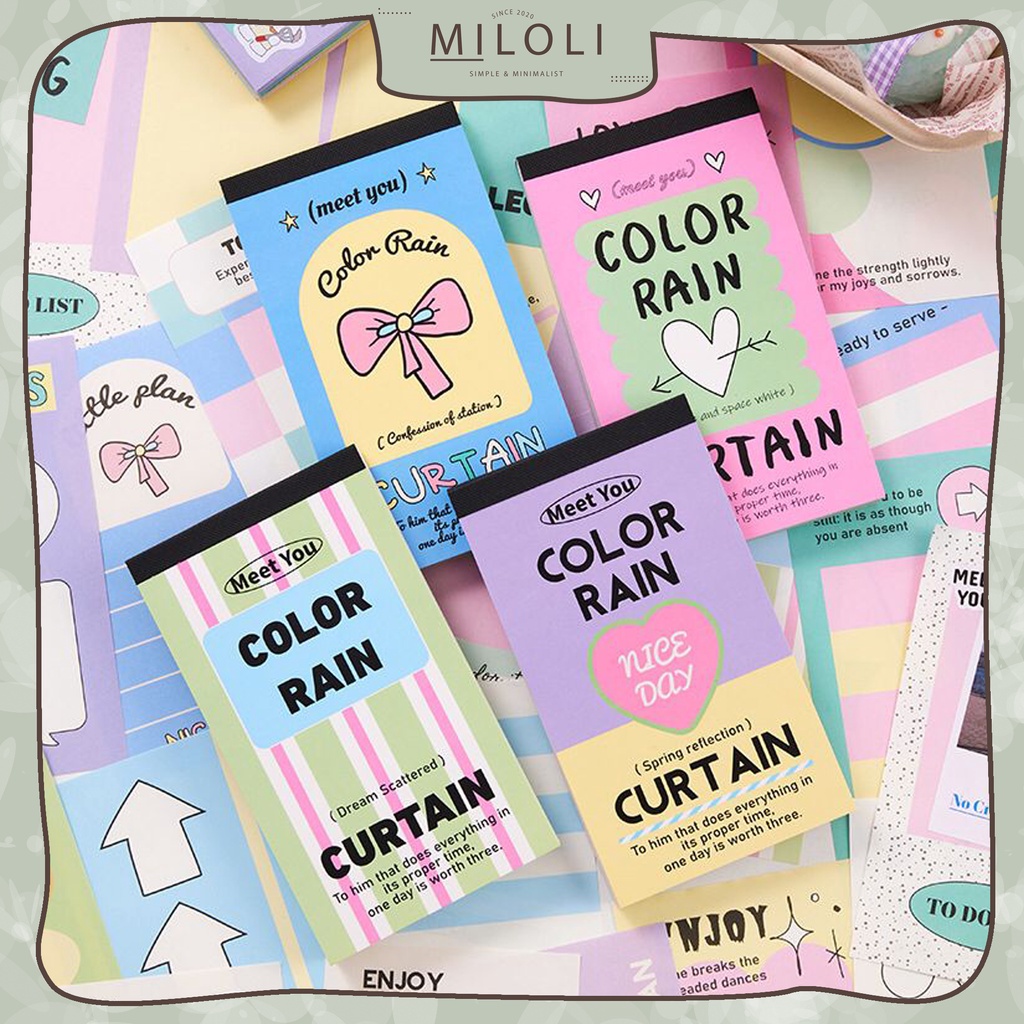 

[MILOLI] 100Lembar COLOR RAIN CURTAIN Screen Series Retro Memo Note Paper Notepad - C0045