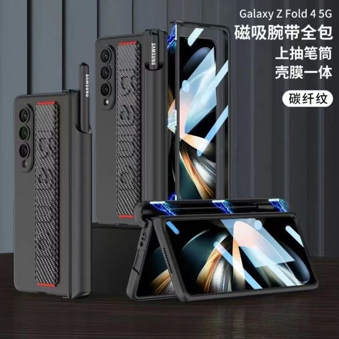 Original Casing Wristband Case for Samsung Z FOLD 3 4 5 5G Hinge Pen Holder Asli Ori