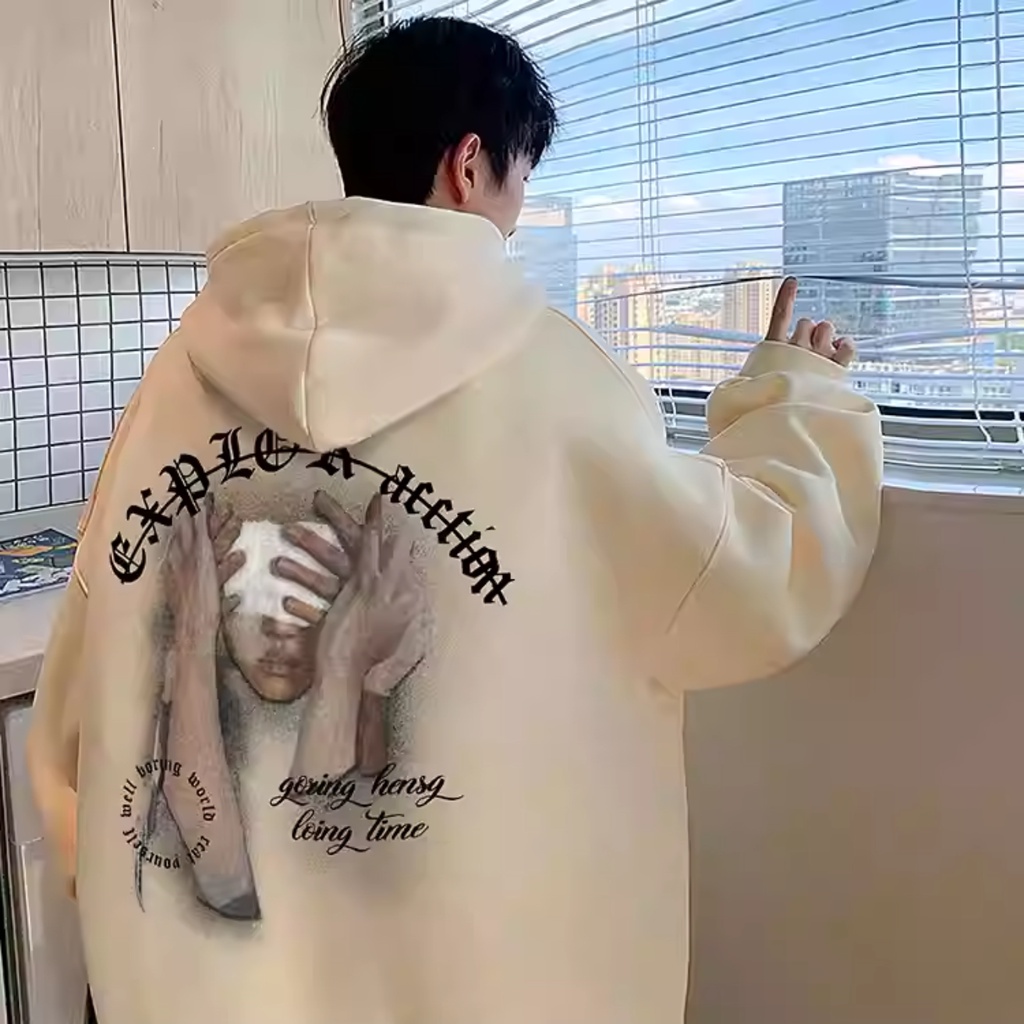 PROMO COD Hoodie Explore Action Hoodie Pria Wanita Hoodie Couple Kapelan Pasangan Hoodie Jumbo Polos M-5XL street hip-hop trend men's Korean casual hoodies letter Printed Fleece oversized unisex Hooded sweater