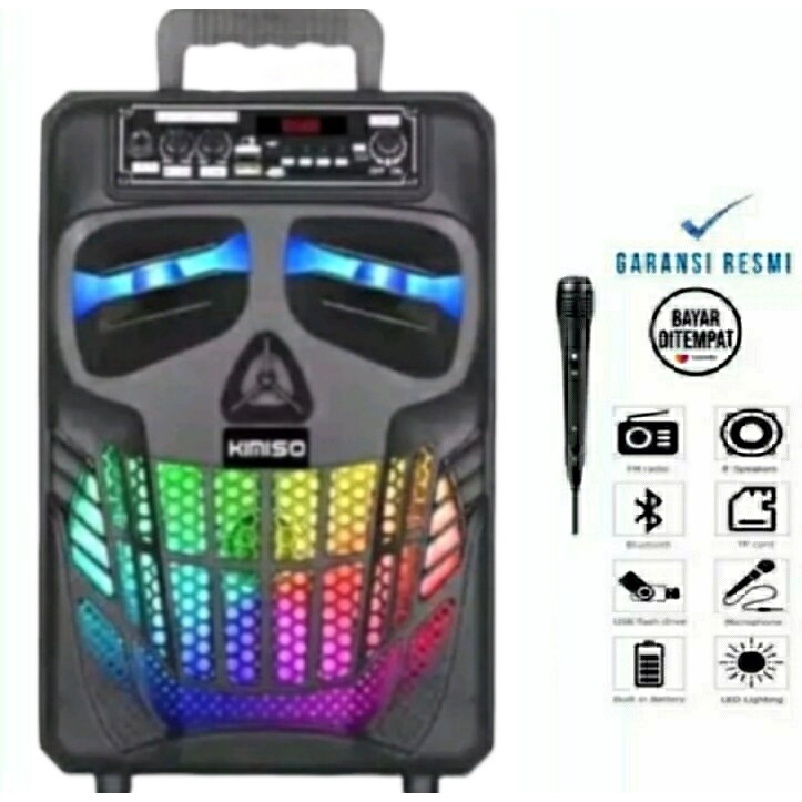 Speaker Bluetooth Kimiso 8.5inc Gratis Mic karaoke player karoeke 7801 Gratis Mic Werleesss Speaker Bluetooth Subwoofer aktif Mp3 player FM Radio digital Super Bass [ SmartAcc46 ]