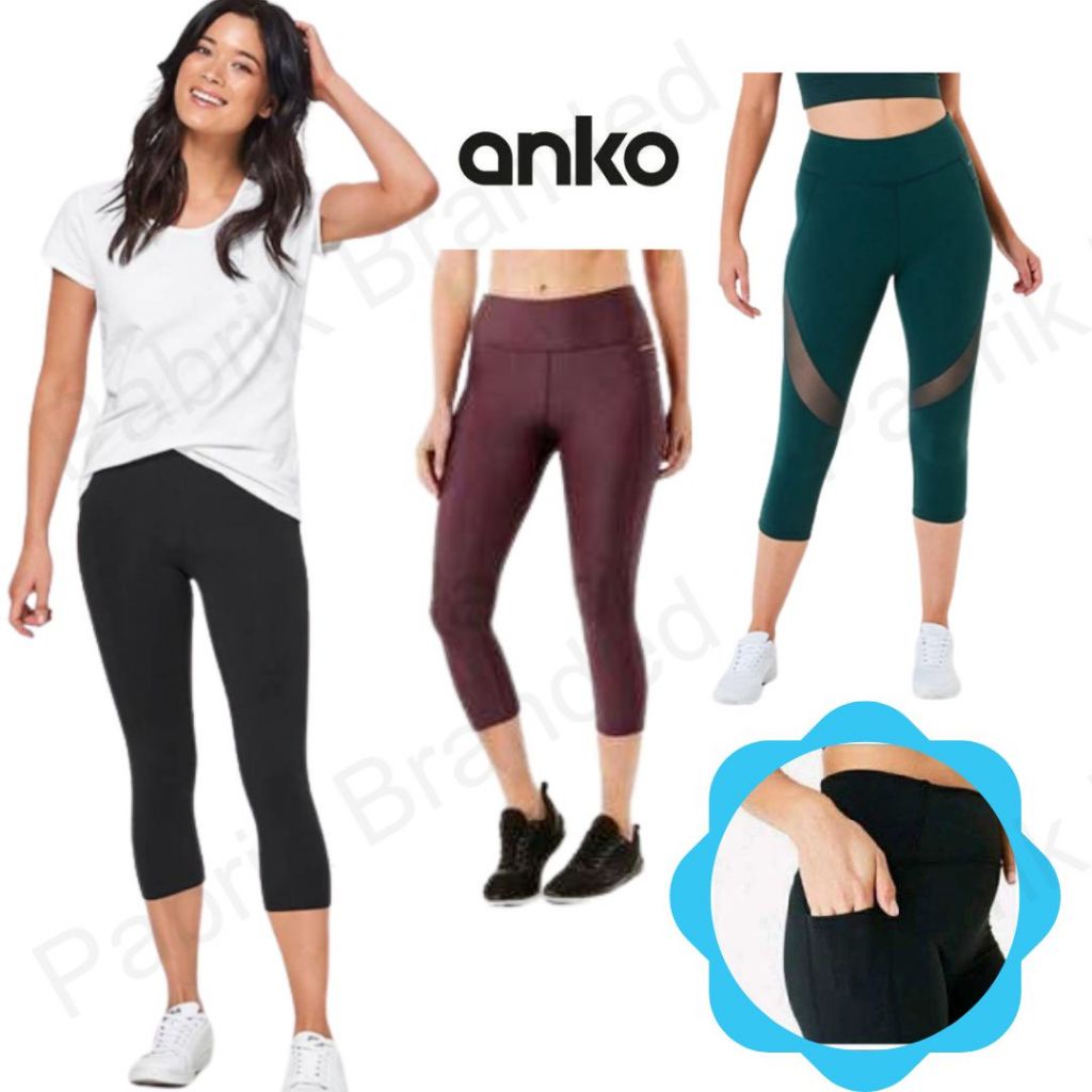 pabrik branded ank0 sport legging celana 7/8 3/4 crop length 8 10 12 20  yoga leging olahraga pendek