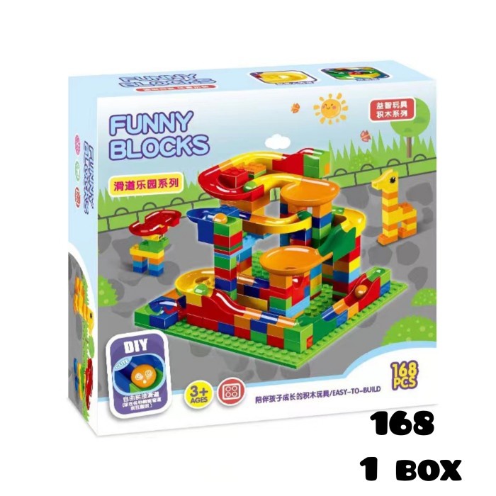 

[[ AM - BEST SELLER ]] MARBLE RUN RACE BLOCK/ building blocks maze ball balap kelereng - 168 Pcs