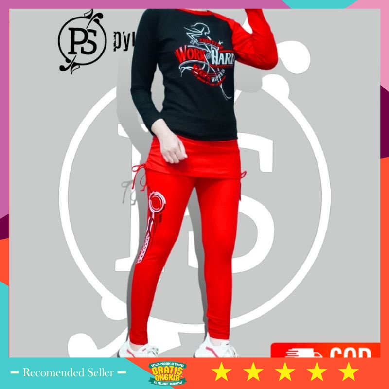 ⭐⭐⭐⭐⭐ Set Wanita Hijab Kekinian SPort Olahraga Murah Modern / Pyur Sport Baju Senam - Setelan Leggin