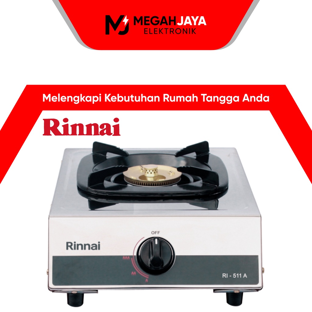 [COD] RINNAI KOMPOR STAINLESS STEEL RI 511A / RI-511A / RI 511 A / RI511 A (1 TUNGKU) GARANSI RESMI