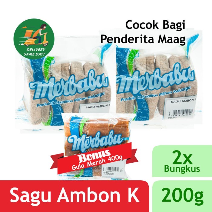 

[Big Sale] Merbabu Sagu Ambon K 200g x 2 Pcs BONUS Gula (Bisa Same Day Delivery)