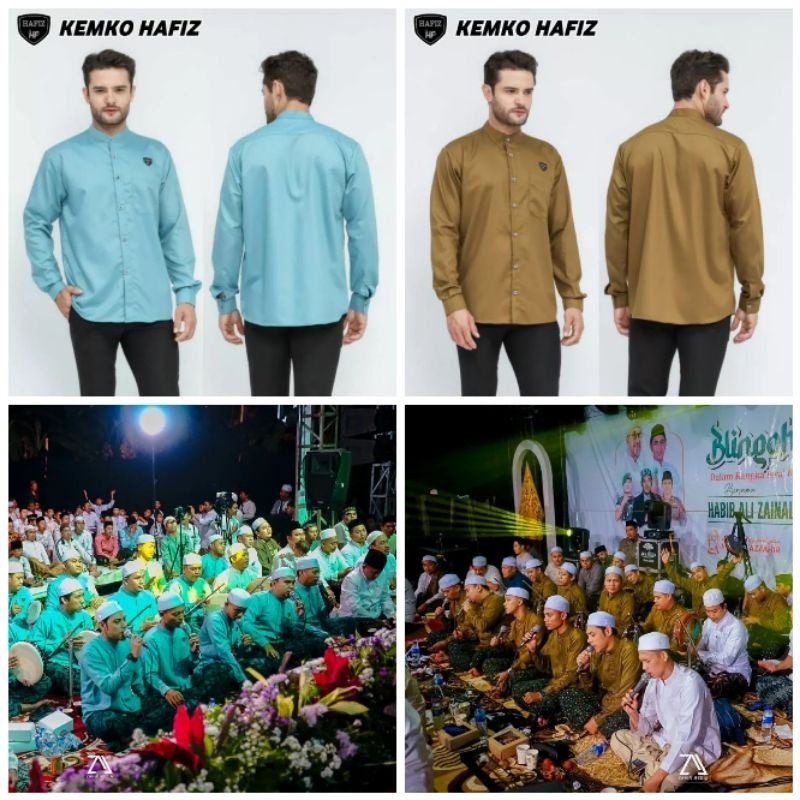 SRAGAM AZZAHR BAJU KOKO WARNA BIRU  WARDAH - Kemeja baju koko pria dewasa lengan panjang polos