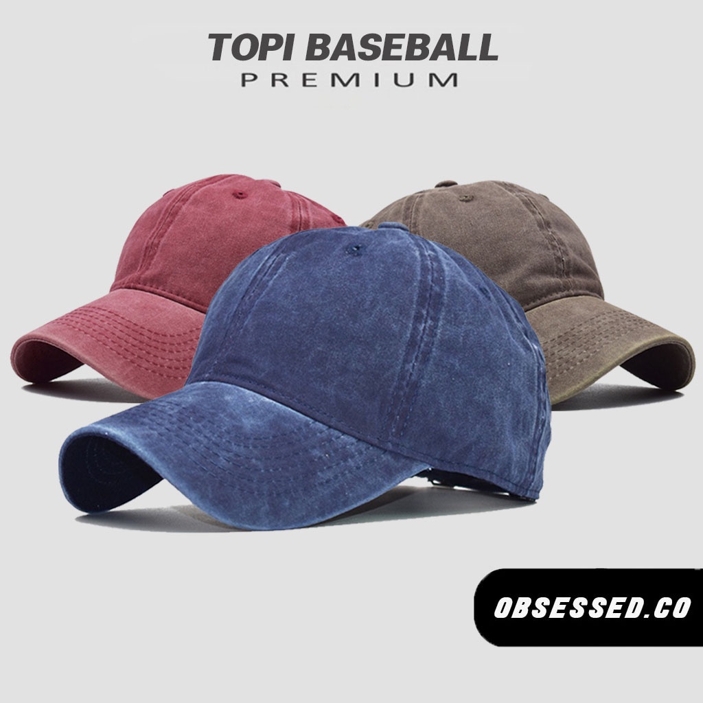 Topi Baseball Polos Bahan Katun jeans Vintage