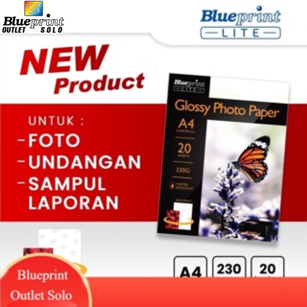 

Blueprint Lite Kupu Kertas Foto A4 Tebal 230 gsm Glossy Photo Paper Poto 10R Blueprint Outlet Solo