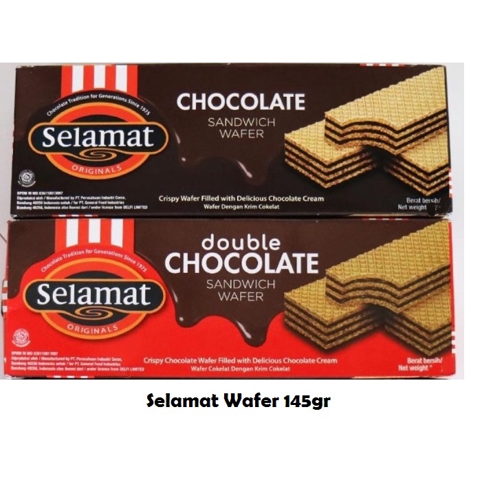 

WAFER SELAMAT DOUBLE COKLAT 45 gram / Cokelat 145 gram