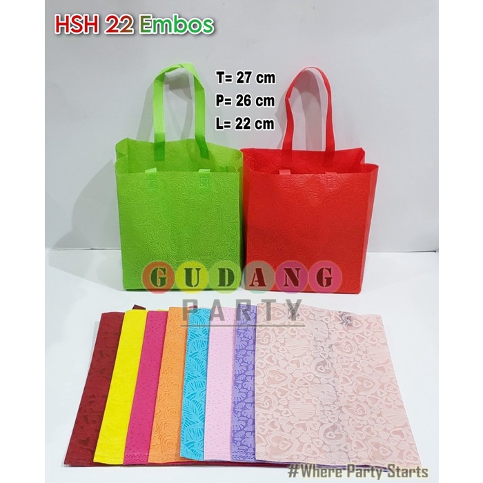 

[[ WSH - BEST SELLER ]] Spunbond HSH 22 Embos/Tas Bingkisan/Goody Bag/Tas Souvenir/ Hampers