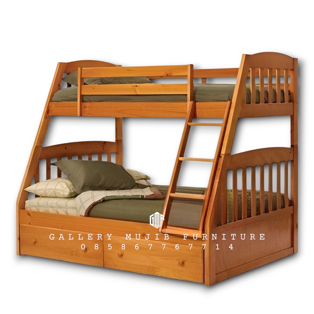 Tempat tidur tingkat, ranjang susun, dipan tingkat jati, ranjang anak