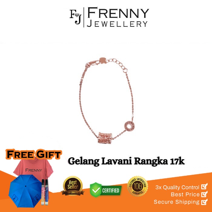 Gelang Rante Emas Rose Gold Lavani Hitam 17K Frenny Jewellery