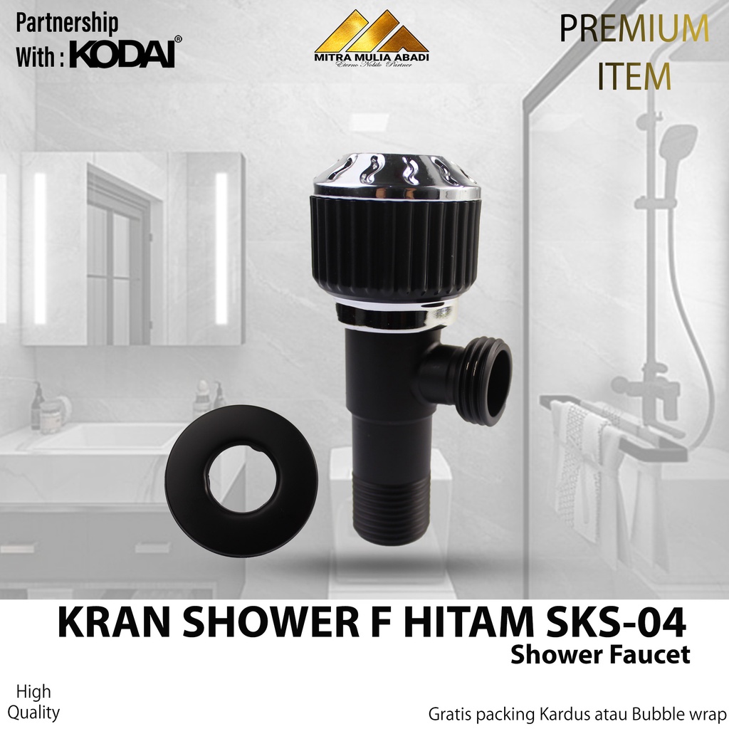 Stop Kran Shower Single I Kran Shower Single Model "F" Hitam Sks-04