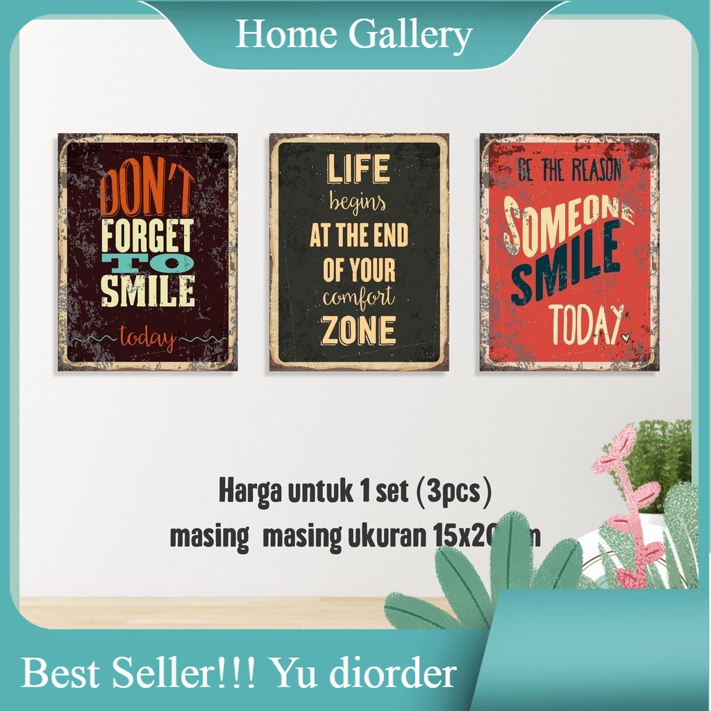 [1 set / 3 pcs] Hiasan Dinding Aesthetic quotes penuh arti per papan 15x20 cm