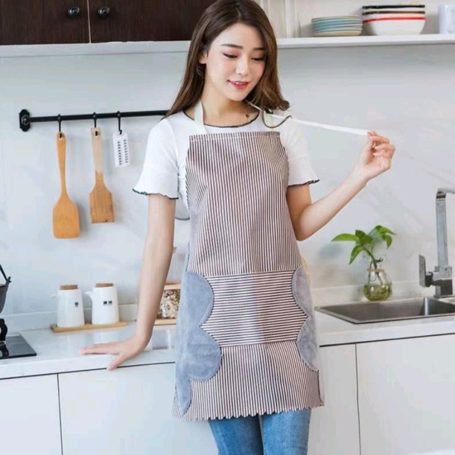 D2102 YBC Celemek Masak Apron Dapur Anti Air Minyak Lap tangan premium