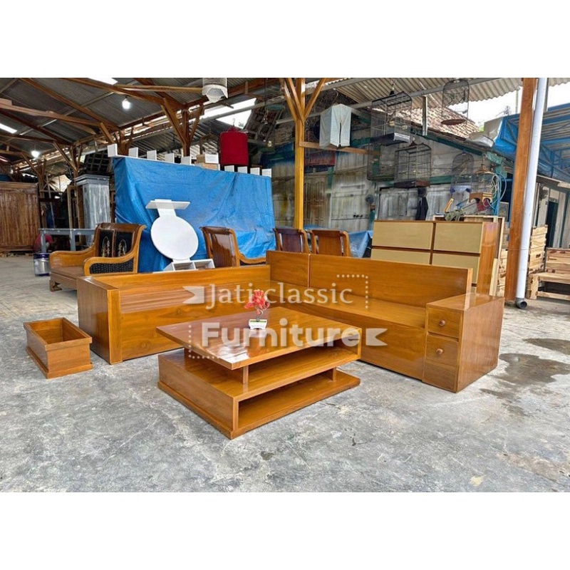 (KURSI SUDUT BOX) kursi sudut minimalis modern (jati)