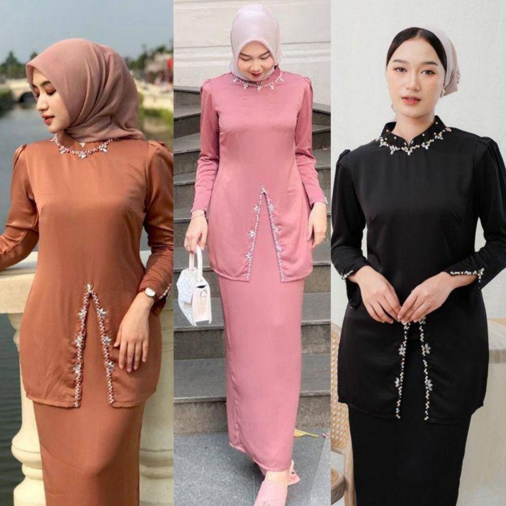 TERMURAH NEW ONESET SILK PREMIUM ELIZA BAJU KURUNG WANITA TREND 2024 MODEL TERBARU DRESS MELAYU PEST