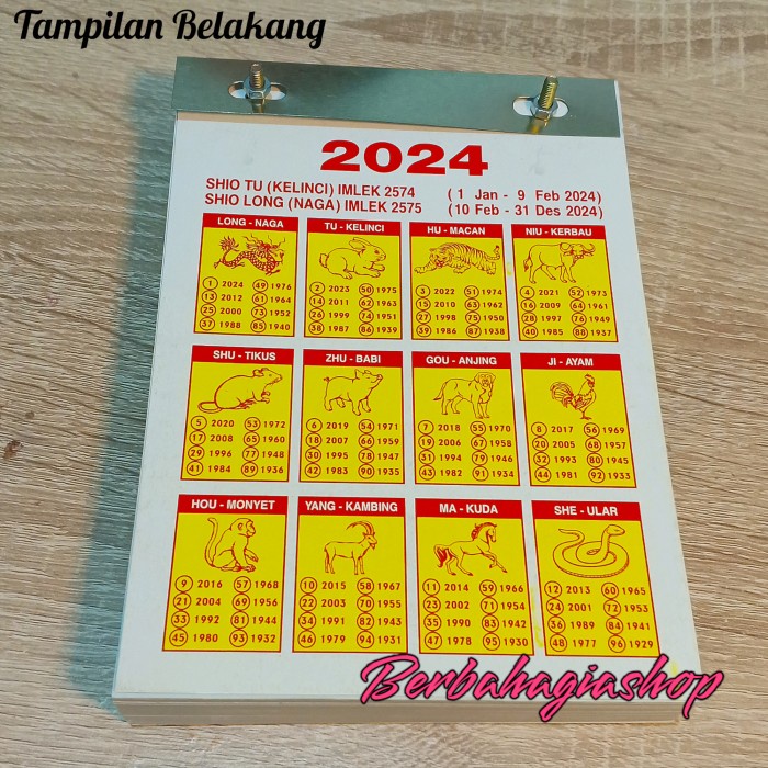 

Kalender Calendar China Robek Harian Tahun 2024 Ukuran Sedang Cina