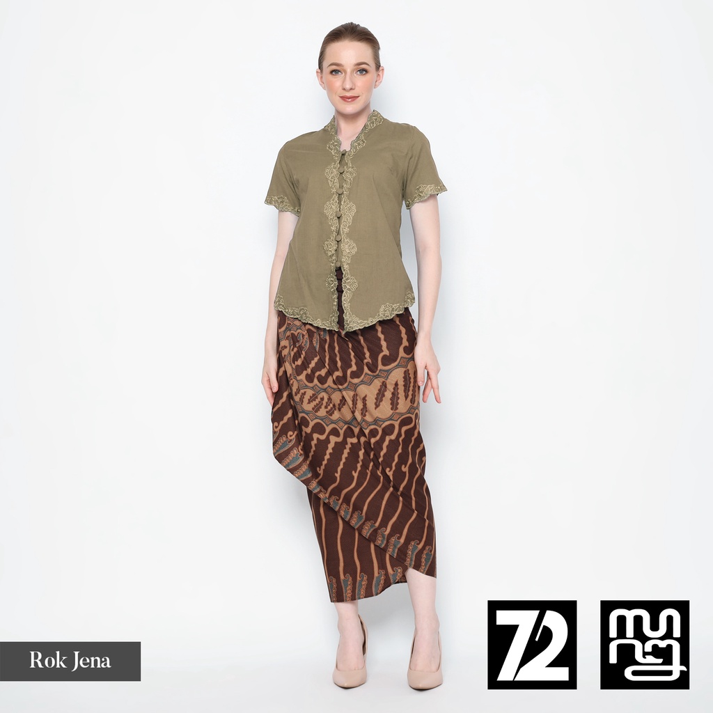 ROK BATIK SPAN Jena Skirt Lilit Kebaya Instan Modern Wanita Motif Medousa Warna Coklat Tua 724312 Ca