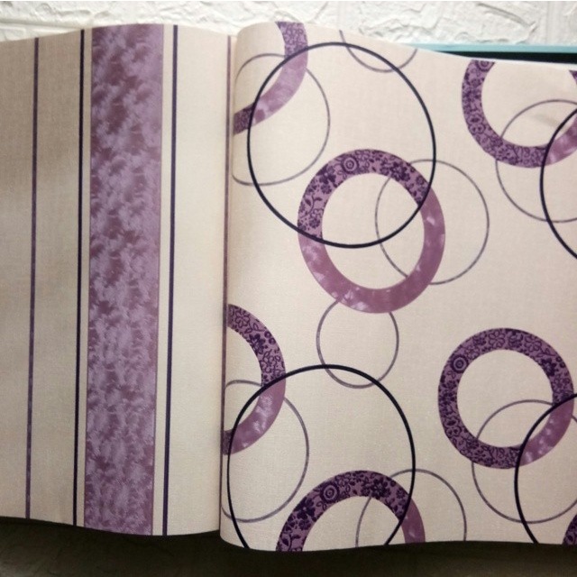 wallpaper dinding ruang tamu minimalis ungu 3D