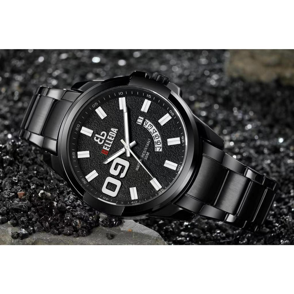 Jam Tangan Pria Belleda 9036 Original Luxury Full Steel Sport Quartz Business Waterproof