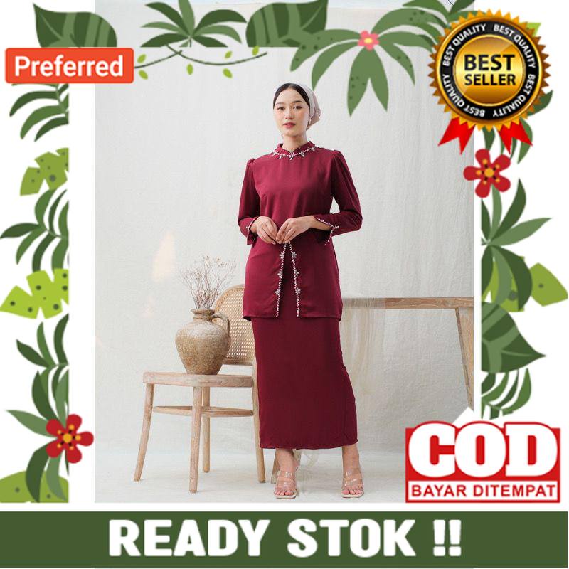 NEW Oneset Elliza Kurung Melayu Fashion Wanita Dress Pesta Baju Kondangan Kekinian Full Payet// BAJU