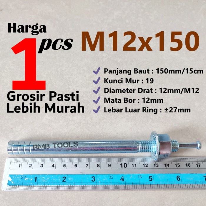Hit Anchor M12x150 15cm Dynabolt Angkur Ketok / High Anchor M12 x 150