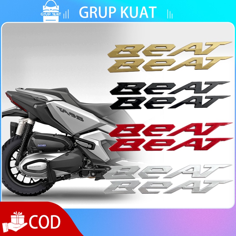2pcs Emblem BEAT 3D Logo BEAT Emblem Motor Sticker Timbul Variasi Motor Emblem Logo Timbul BEAT