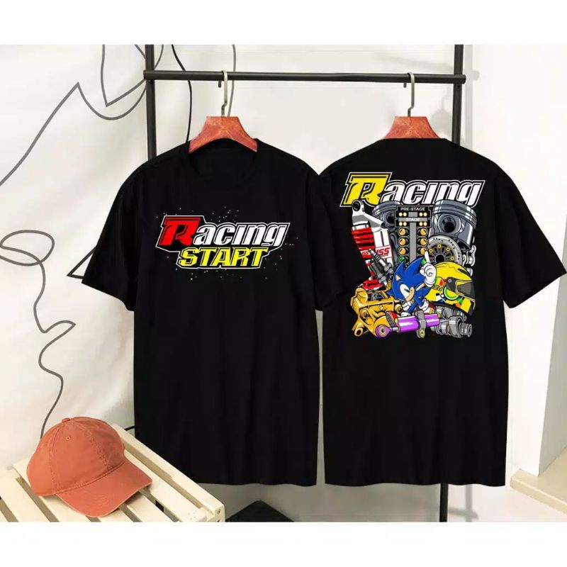 KAOS DISTRO PRIA WANITA KAOS RACING START SONIC / KAOS MURAH